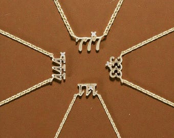 Angel Number Necklace 111 222 333 444 555 666 777 888 999 — Gold Sterling Silver