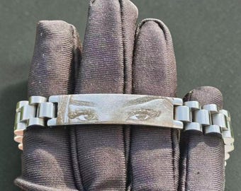 Braccialetto personalizzato con foto dell'occhio per uomo, in acciaio inossidabile inciso, regalo ricordo
