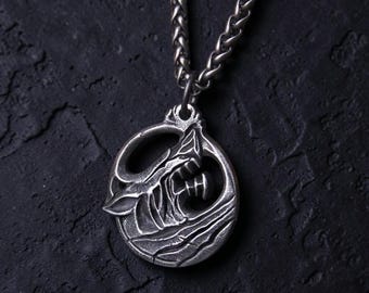 Collana con ciondolo a forma di testa di lupo vichingo, in acciaio inossidabile, gioielli norreni