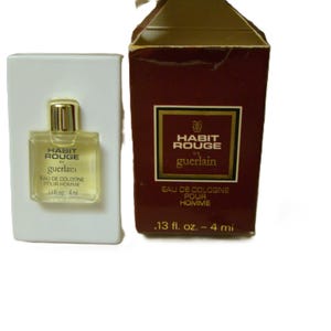 GUERLAIN, Habit Rouge EAU de Cologne Pour Homme 4 ML Splash Mini Travel Size - Full Bottle