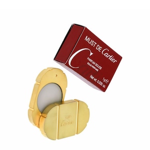 CARTIER - Must de Cartier Solid Perfume - Gold Tone Metal Case In Original Box  -  Original Formula HTF
