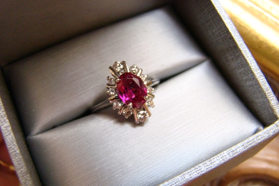 Diamonds  And Pink Tourmaline Cabachon Cocktail R… - image 10