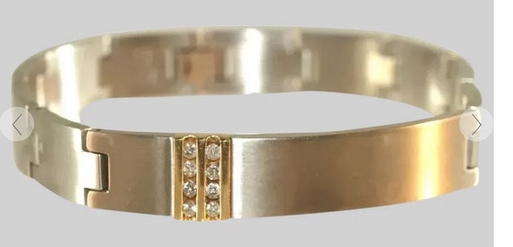 STAINLESS STEEL And 10K Yellow Gold Cz Link Mens … - image 2