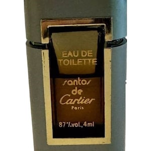 Cartier SANTOS DE CARTIER Eau De Toilette Cologne For Men - Miniature Sample 4ml - Mini Collectible - 55% Full