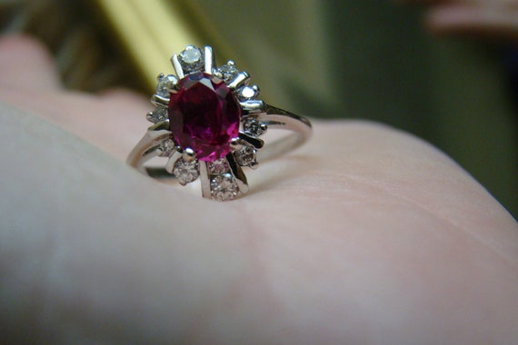 Diamonds  And Pink Tourmaline Cabachon Cocktail R… - image 9