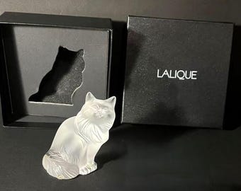 LALIQUE Figurine CAT Chat ASSIS Crystal Animal France René