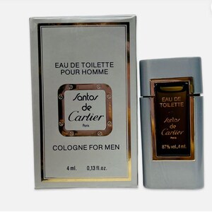 Cartier SANTOS DE CARTIER Eau De Toilette Cologne For Men - Miniature Sample 4ml - Mini Collectible - New In Box