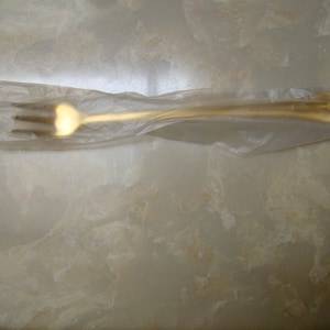 Oneida SEAFOOD FORK Royal Flute  - Gold Finish Flatware Silverware - Brand New - Never Used, Still In Wrapper