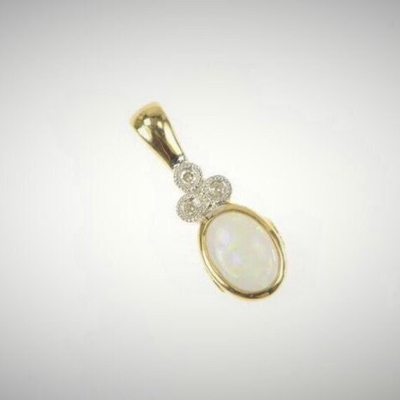 OPAL, DIAMOND And GARNET 10k Yellow Gold Pendant - image 2