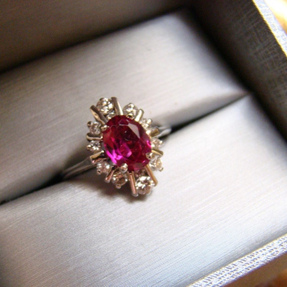 Diamonds  And Pink Tourmaline Cabachon Cocktail R… - image 4