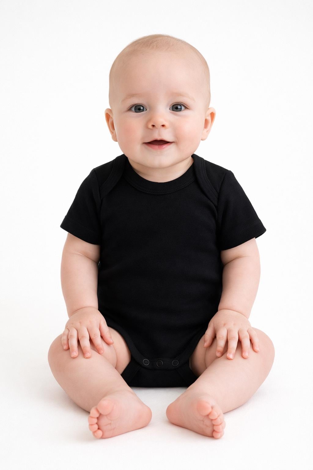 Organic Cotton Baby Onesie, Black Minimalist Bodysuit, Unisex Newborn Outfit