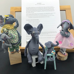 Elephant Doll Sewing Pattern: 6" Art Dolls with Mounting Instructions (PDF Pattern