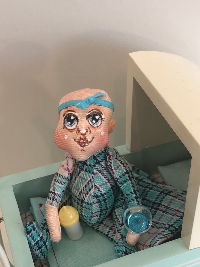 BABY IN A BUGGY Tiny 5 Inch Cloth Baby Doll Handmade Hand Etsy