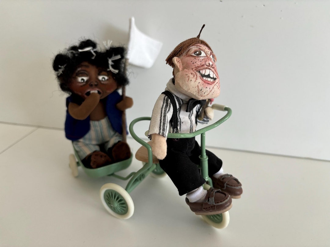 ALFALFA and BUCKWHEAT Riding the Trike Together 5 Inch Cloth Art Dolls ...