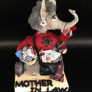 Handmade Elephant Art Doll: Mother-in-Law Gift for Collectors