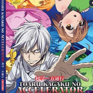 May include: DVD of the anime series "Toaru Kagaku no Accelerator" featuring multiple anime characters. The cover has the title in English and Japanese, with "VOL.1-12 END" in red. The disc is a JAP/ENG version.