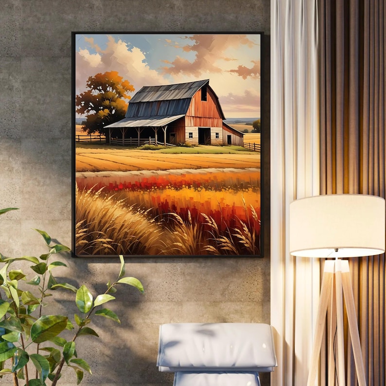 Rustic Large Print Rustic Barn Landscape Print, Farmhouse Autumn Decor (digital Download ...