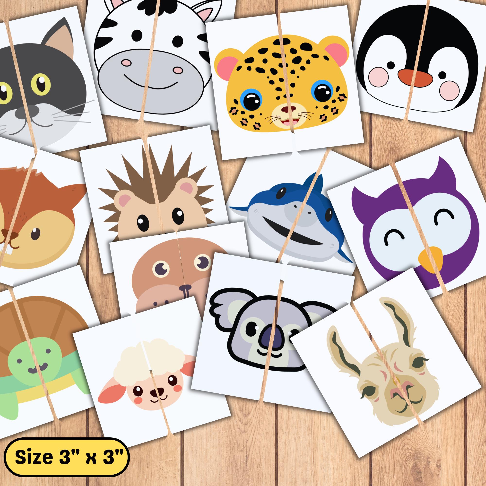 Animal Heads Matching Game, Printable Toddler Puzzle (digital Download ...
