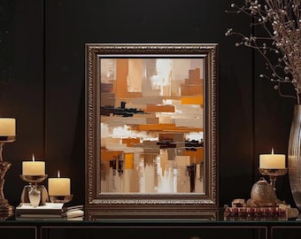 Neutral Abstract Painting, Beige Brown Terracotta Art (Digital Download)