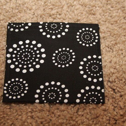Reusable Snack Bag-Black with White Dot Circles