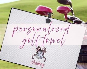Personalized Golf Towel for Women | Magnetic Microfiber Waffle Weave