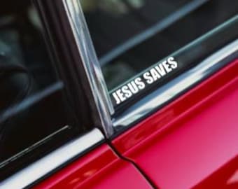 Jesus Saves Vinyl Decal – Christian Car Window Sticker – Faith Based Laptop Decal – Religious Waterproof Vinyl Sticker