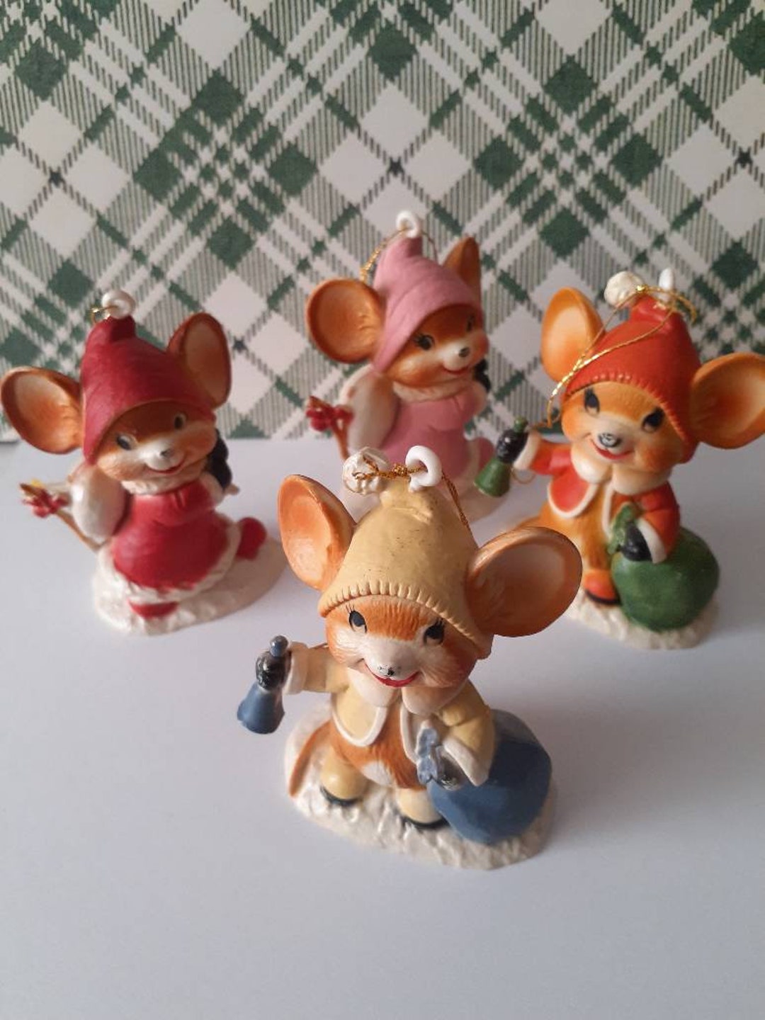 Vintage Christmas Mice Ornament Figures Heavy Plastic Church Mice Etsy