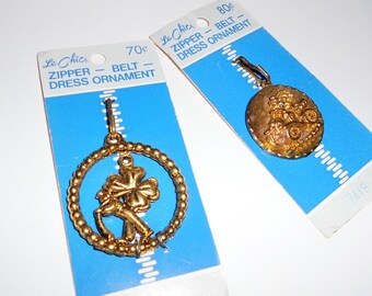 Le Chic vintage zipper belt dress ornaments clover and Model T