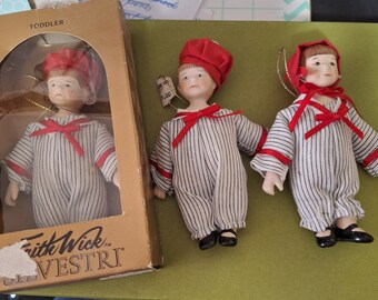 Faith Wick for Silvestri 3 doll Christmas ornaments, 1984