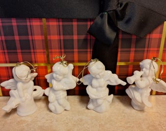 Schmid vintage  Christmas ornaments musical angels , lot of 4