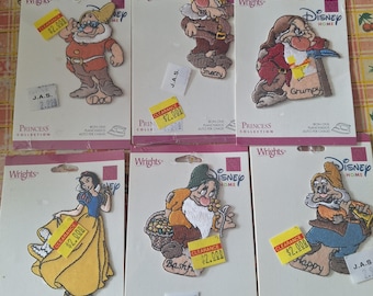 DISNEY princess collection iron on appliqués NIP Snow White + five dwarfs SALE!
