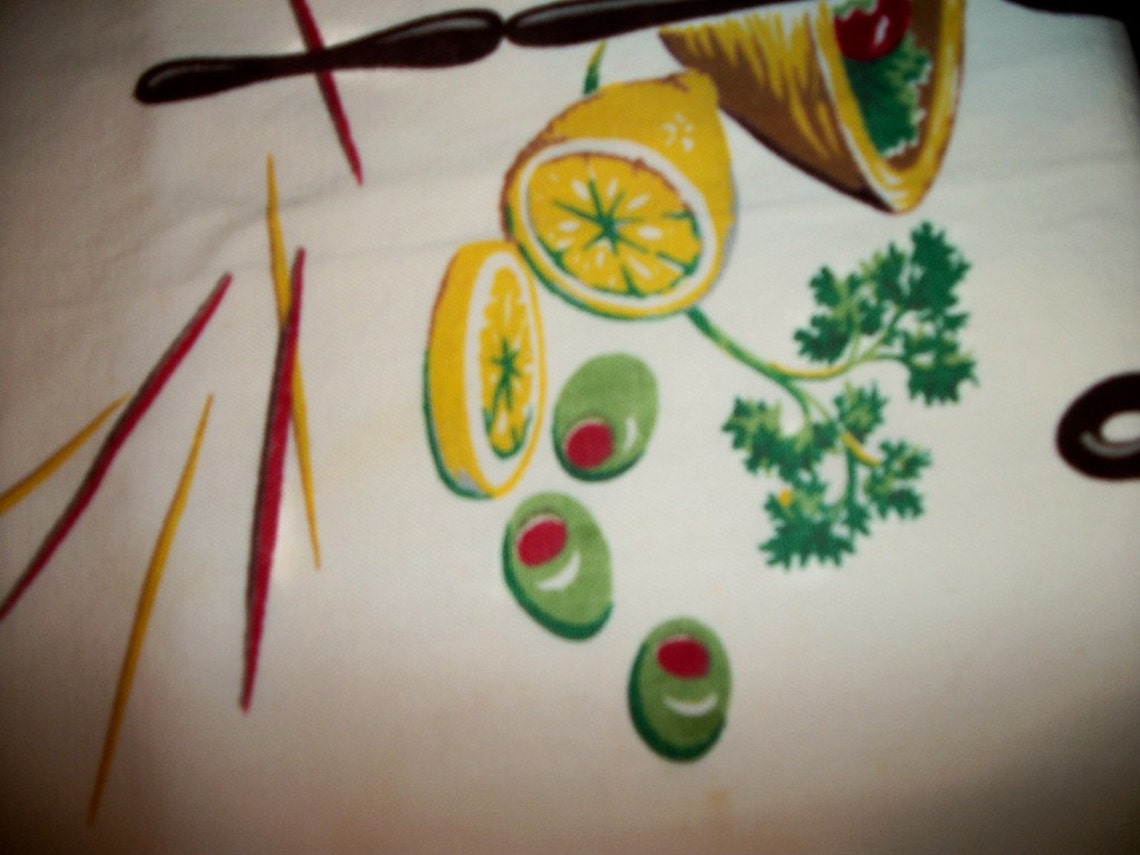 Kitschy Vintage Tablecloth Cotton Sixties Spanish Olives and Etsy