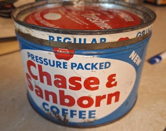 Chase & Sanborn coffee tin. Mid-century collectible coffee decor. SALE PRICE