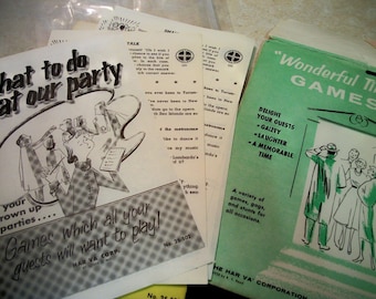 Fifties party game pages, what to do at our party and Wonderful Time games free shipping