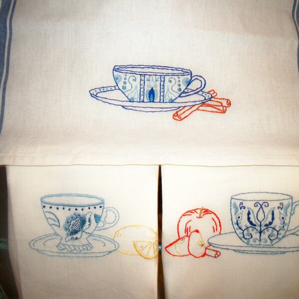 Hand Embroidery Tea Towels Etsy