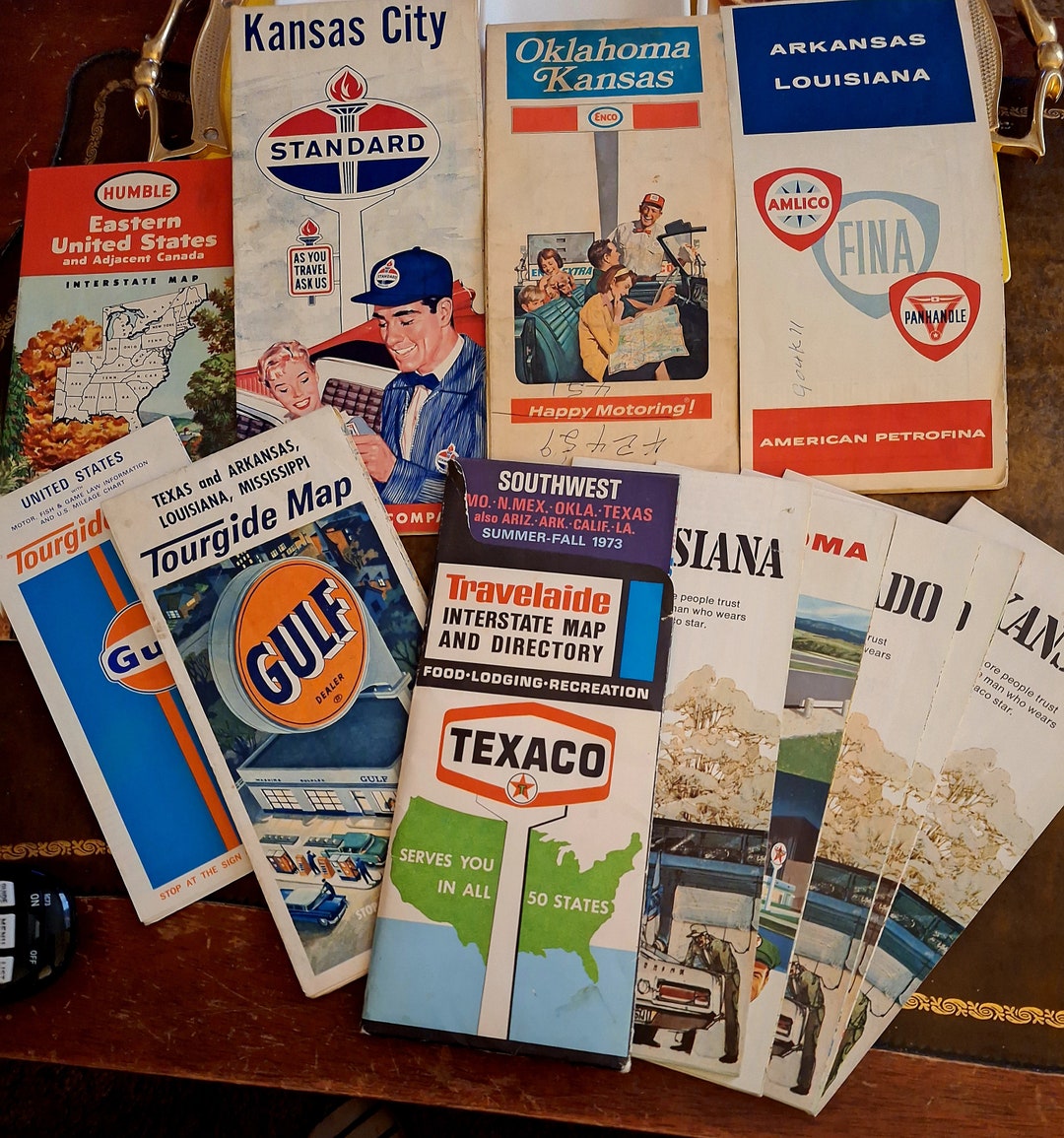 Vintage Road Maps Gulf Texaco Humble Enco Etsy