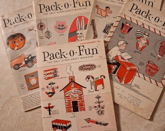 Pack-O-Fun. Vintage craft magazines, 1960's lot of 5