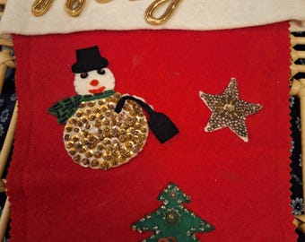 Vintage felt Christmas stocking handmade Wayne