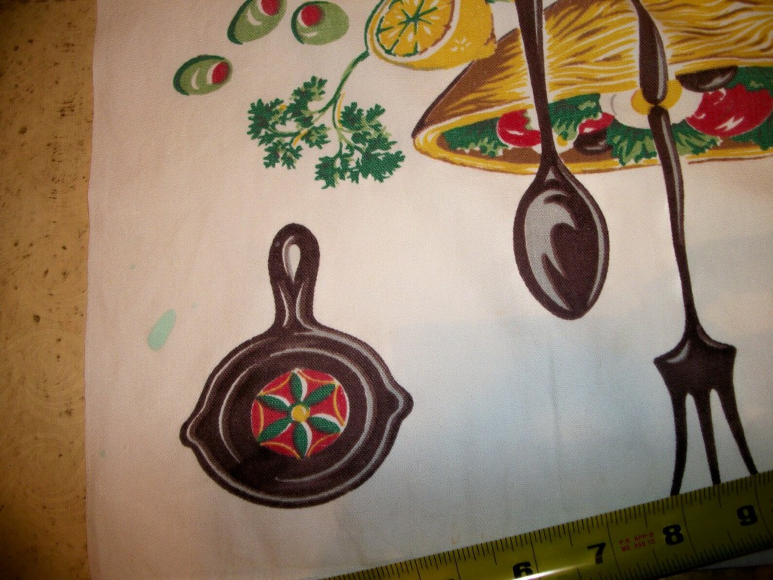 Kitschy Vintage Tablecloth Cotton Sixties Spanish Olives and Etsy