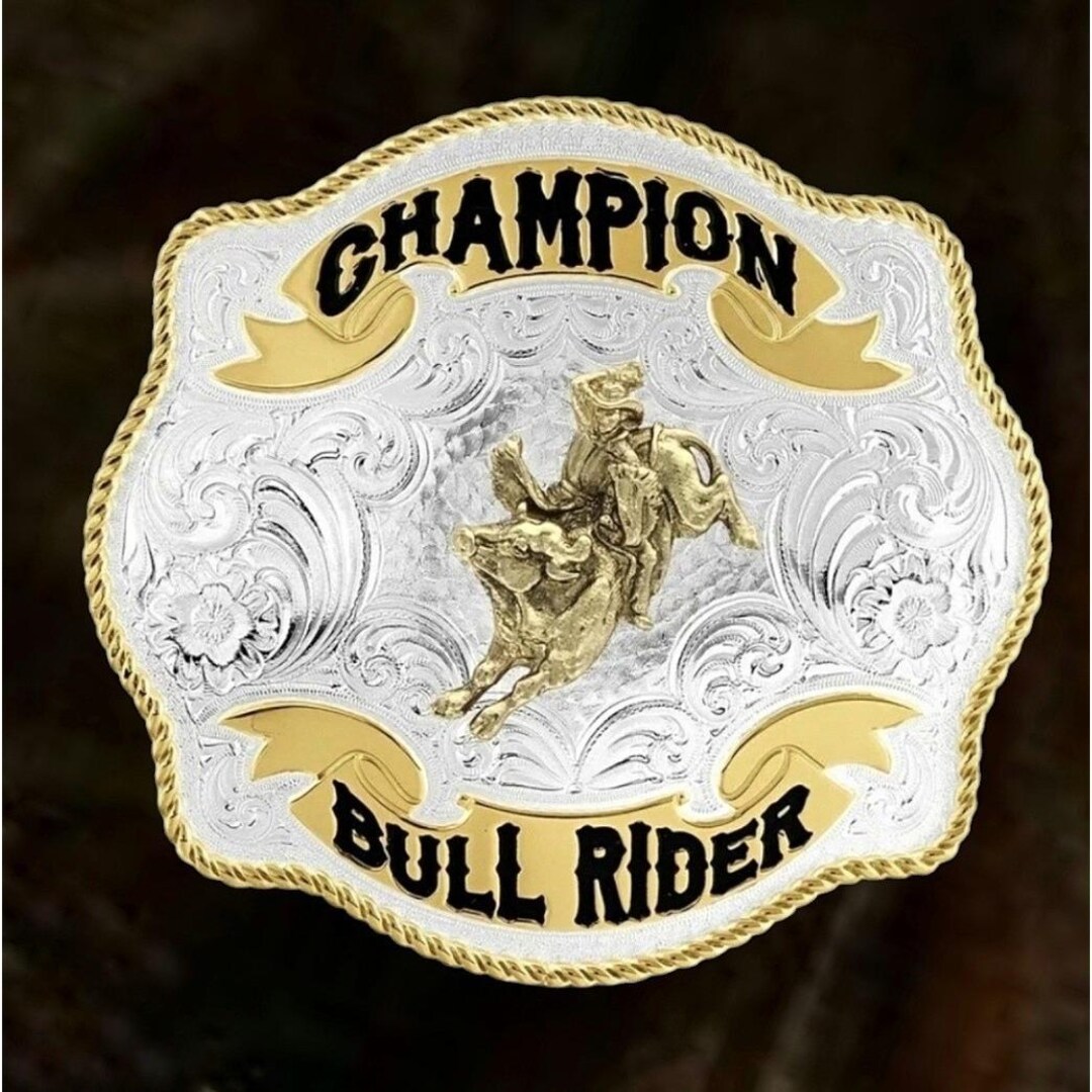 Montana Silversmiths Bull Rider Fine Silver & Gold Champion Belt Buckle ...