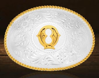 Montana Silversmiths Initial 'Q' Belt Buckle – Western Two-Tone Retail 130 NEW