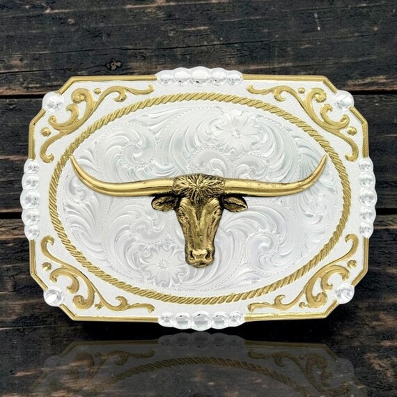 Montana Silversmiths Cowboy Cameo Steer Head Longhorn Buckle New
