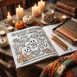 375 Cozy Halloween Coloring Pages Mega Bundle, 8 Sets (Digital Download), PLR and MRR image 3