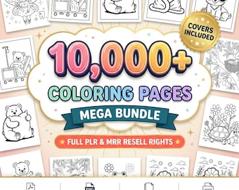 10000+ Coloring Pages Bundle for Kids and Adults | PLR MRR