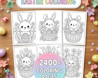 Easter Coloring Book Bundle for Kids, 2400+ Spring Pages (PLR and MRR bundle)