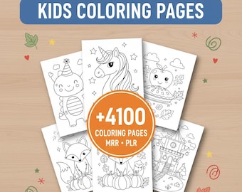 Kids Coloring Book Mega Bundle | 4100+ Printable Pages (PDF + PNG) | party games with plr