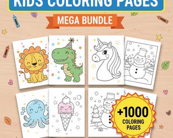 1000+ Kids Coloring Pages Mega Bundle, Educational Printables (PDF)