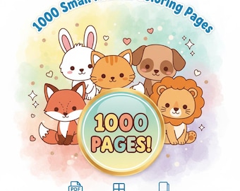 Small Animal Coloring Pages for Kids, +1000 Bold & Easy Pages (Digital Download), PLR and MRR