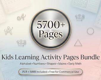 Kids Learning Sheets, 5700 Worksheets, Mega Bundle with PLR and MRR (Digital Download)
