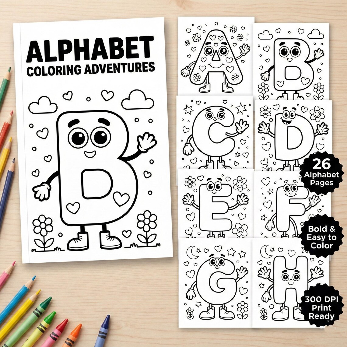 ABC Alphabet Coloring Book, Fun Learning Pages (PDF Downloadable) - Etsy